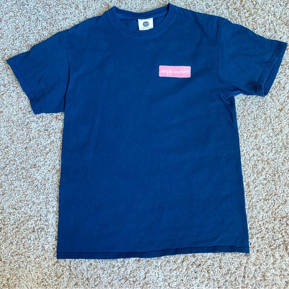 Simply Southern Navy Blue and Hot Pink Zebra Tee Shine Bright - Picture 2 of 11